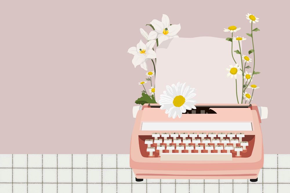 Editable retro typewriter, aesthetic illustration design