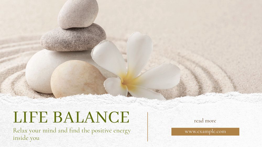 Life balance blog banner template, editable text