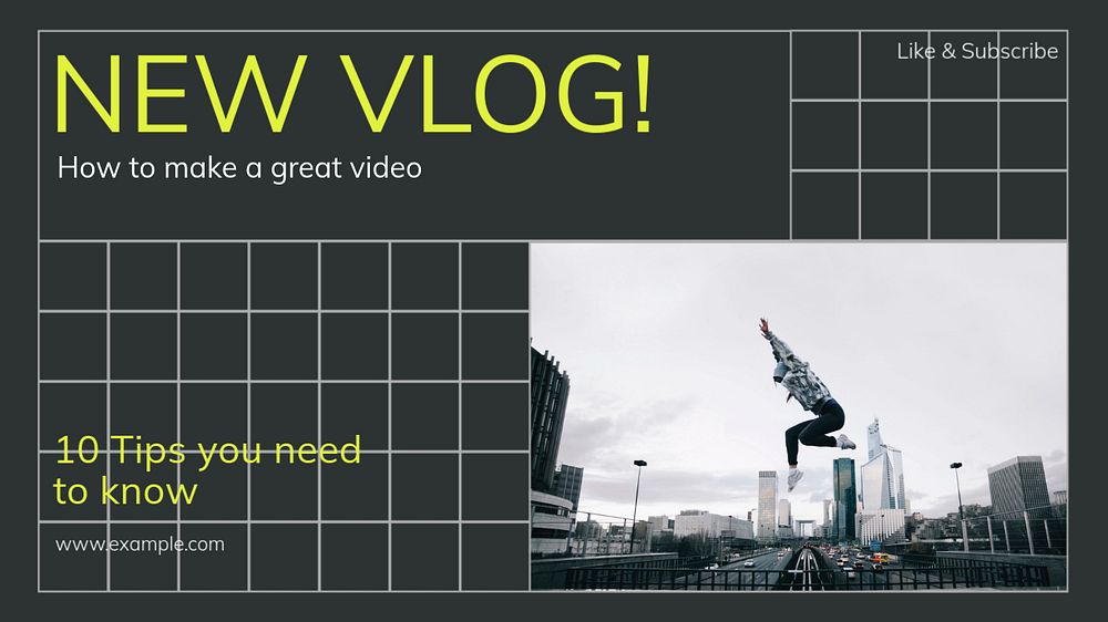 New vlog  blog banner template, editable text