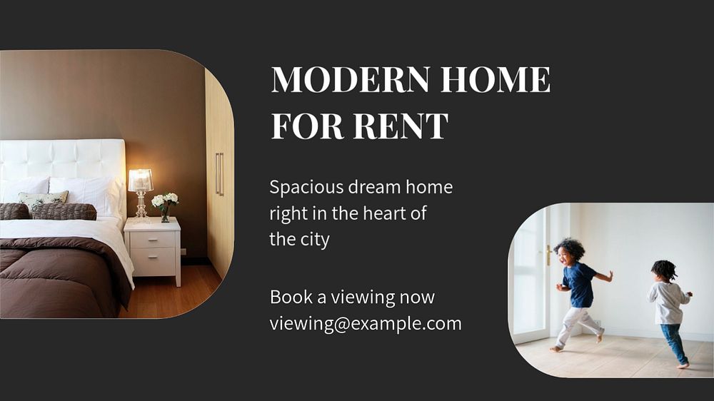 Modern home rental  blog banner template, editable text