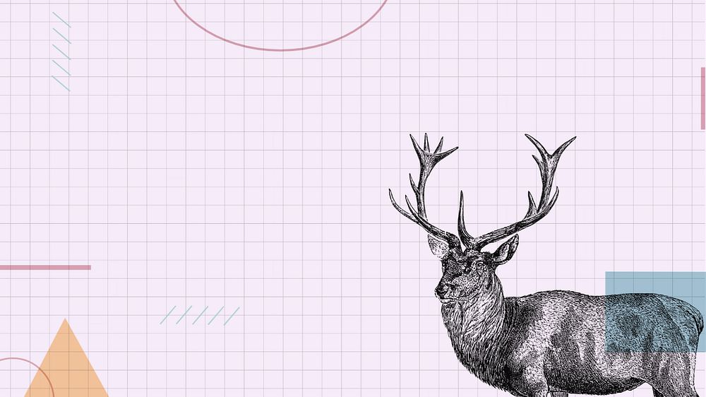 Purple grid HD wallpaper, editable  stag deer illustration