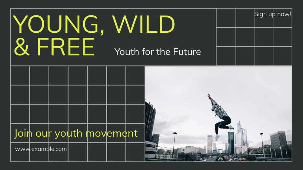 Young wild & free  blog banner template, editable text