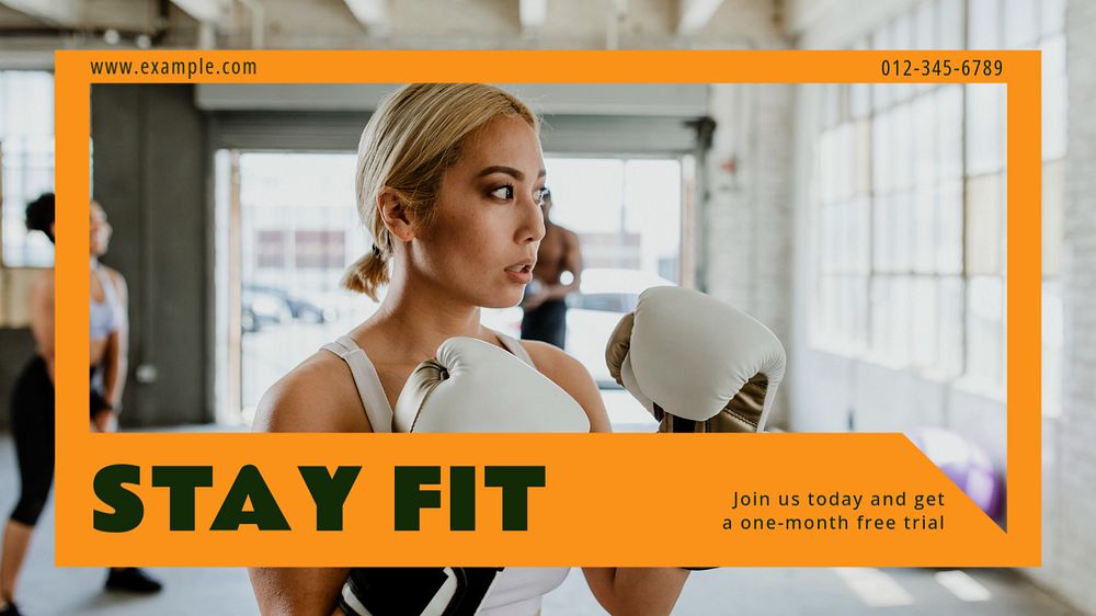 Stay fit  blog banner template, editable text