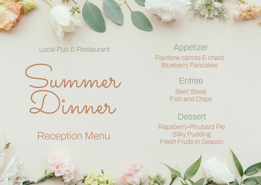 Restaurant menu template, editable design