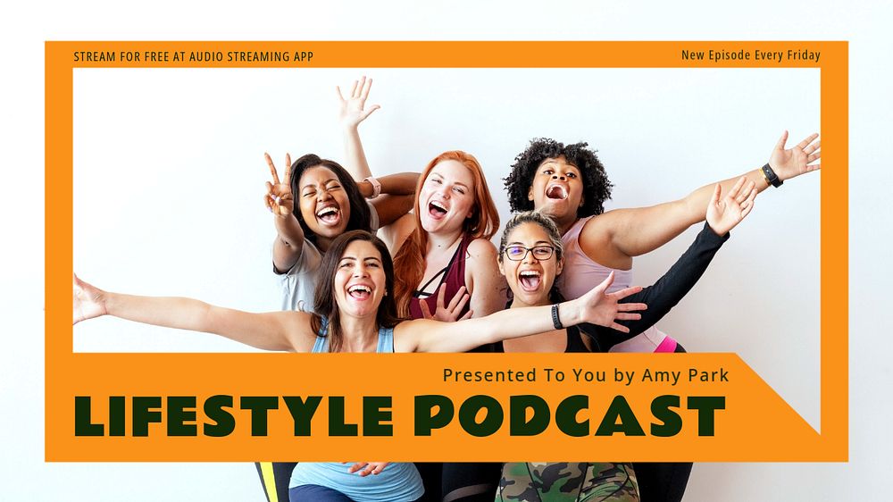 Lifestyle podcast  blog banner template, editable text