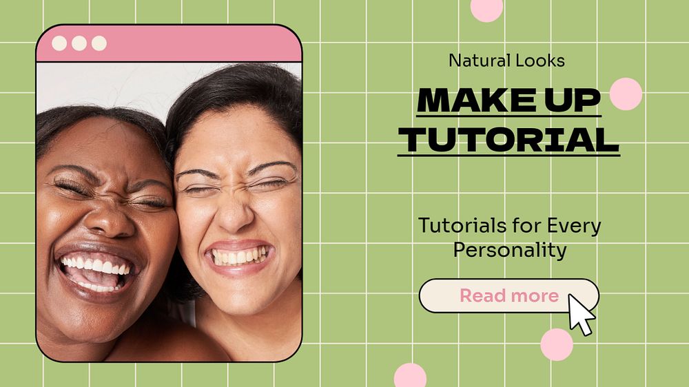 Makeup tutorial  blog banner template, editable text