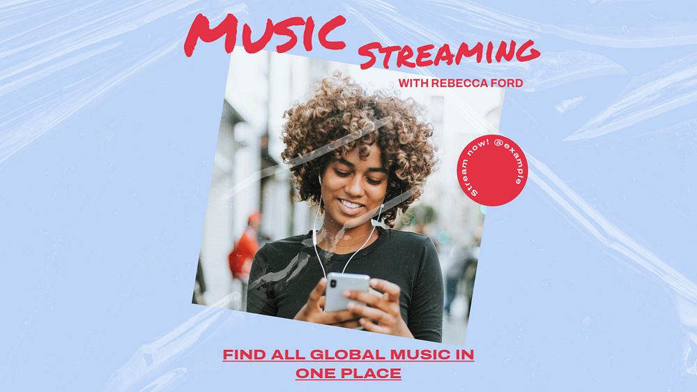 Music streaming  blog banner template, editable text