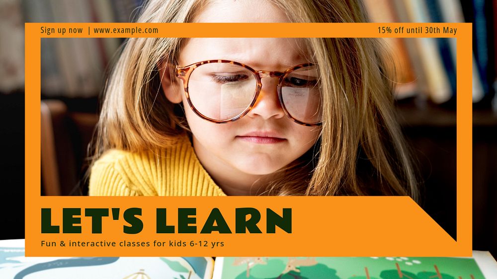 Let's learn  blog banner template, editable text