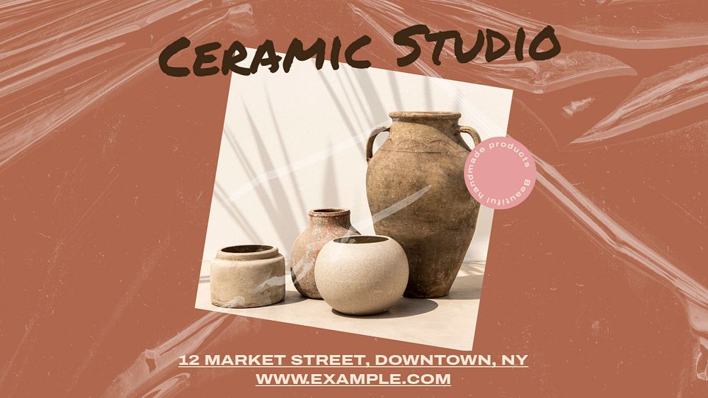 Ceramic studio  blog banner template, editable text