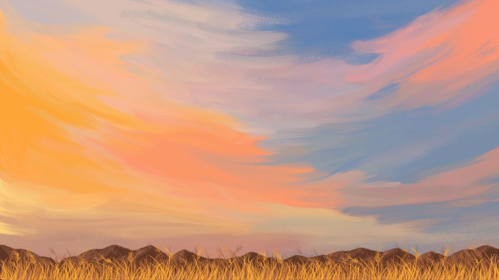 Editable sunset field desktop wallpaper