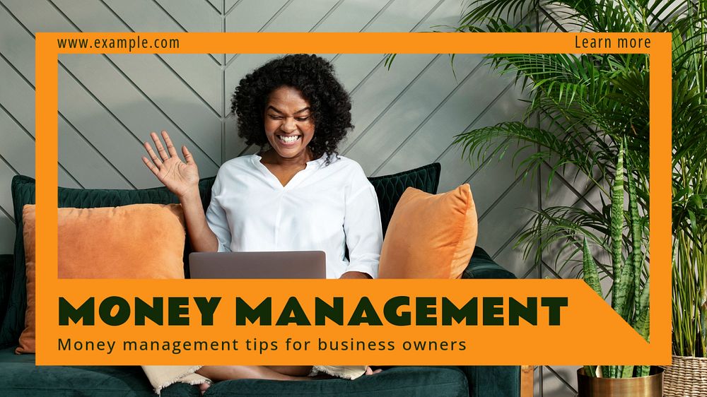 Money management  blog banner template, editable text