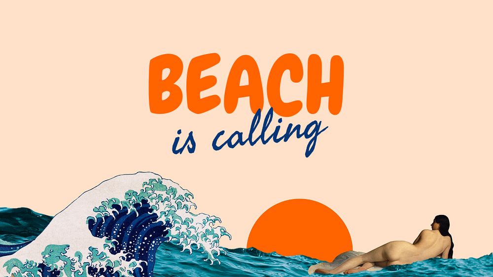 Beach is calling blog banner template, editable text