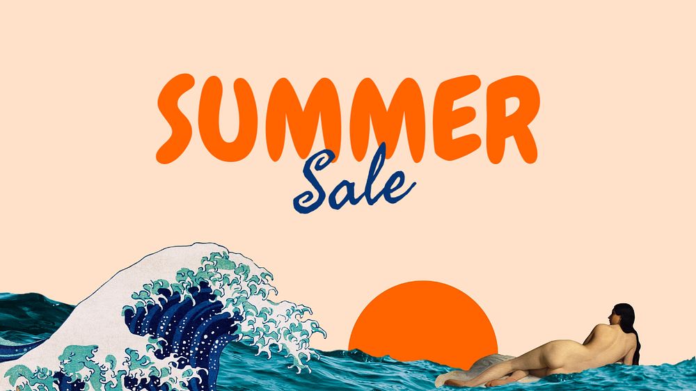 Summer sale blog banner template, editable text