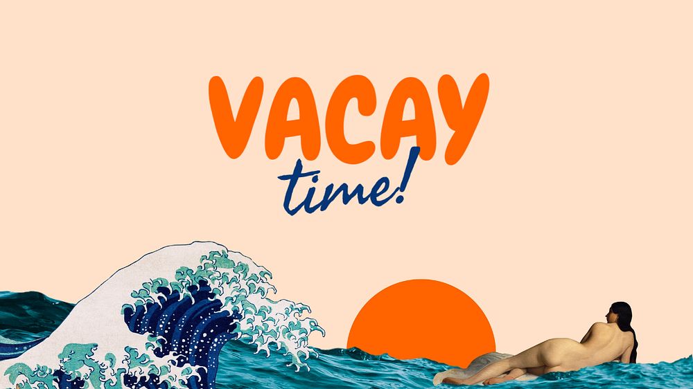 Vacay time blog banner template, editable text