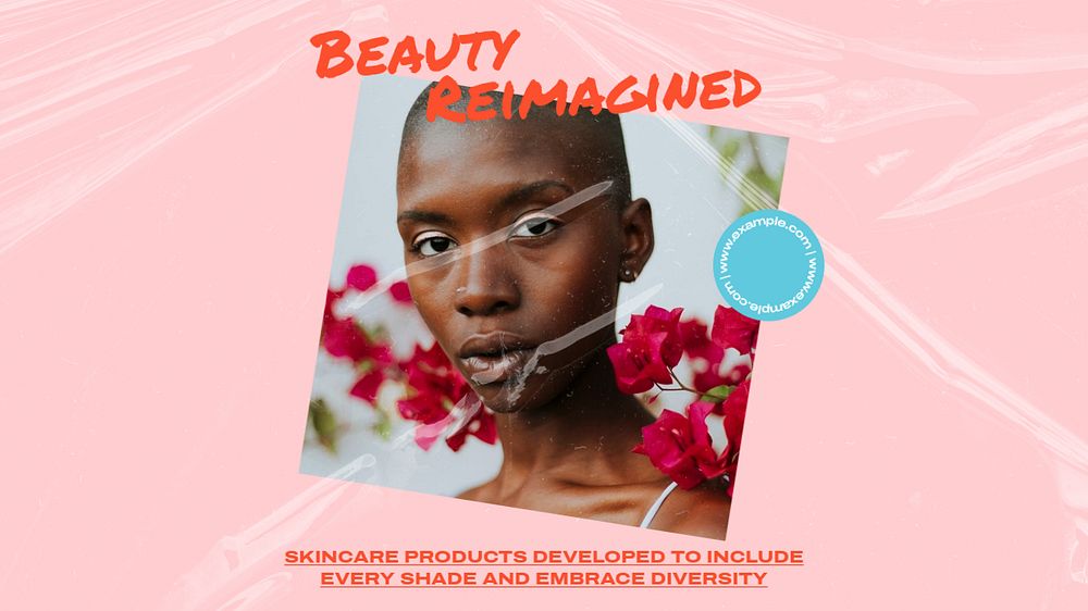 Beauty reimagined  blog banner template, editable text