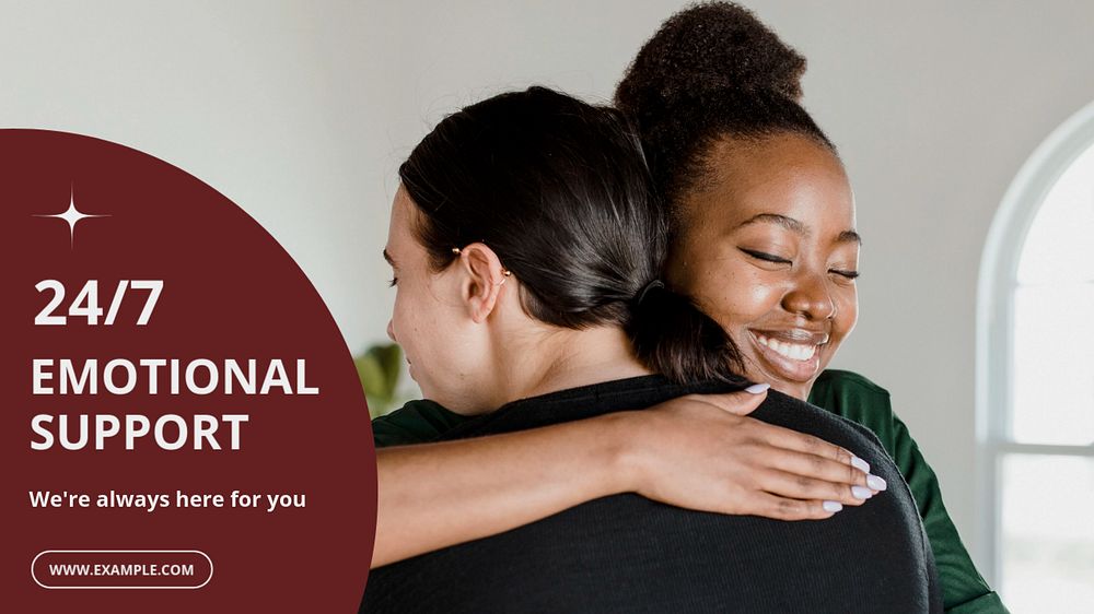 24/7 emotional support blog banner template, editable text