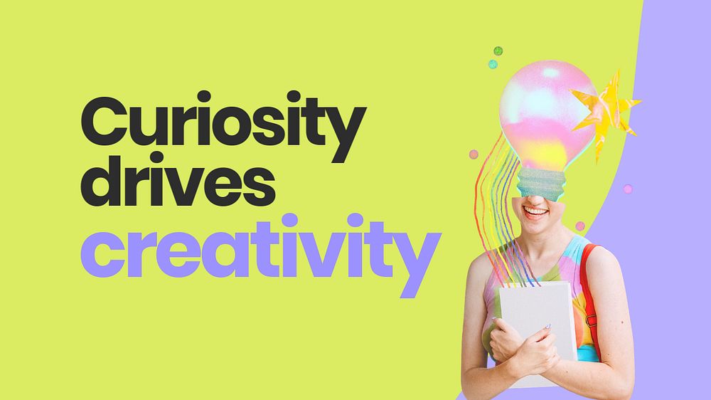 Curiosity & creativity  blog banner template, editable text