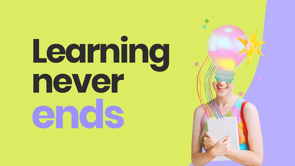 Learning never ends  blog banner template, editable text