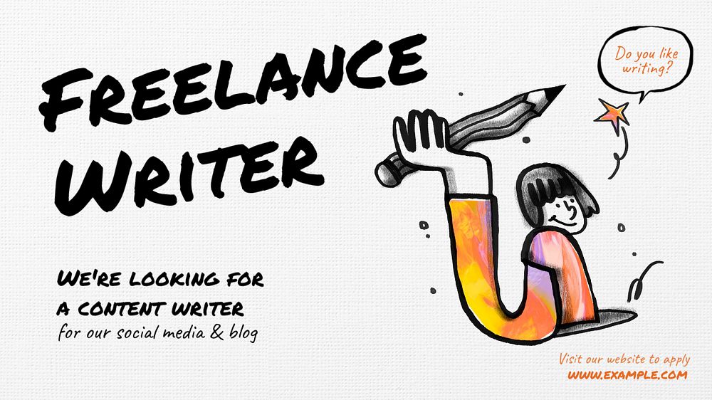 Freelance writer  blog banner template, editable text