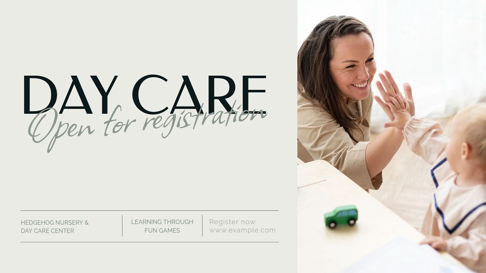 Day care registration  blog banner template, editable text