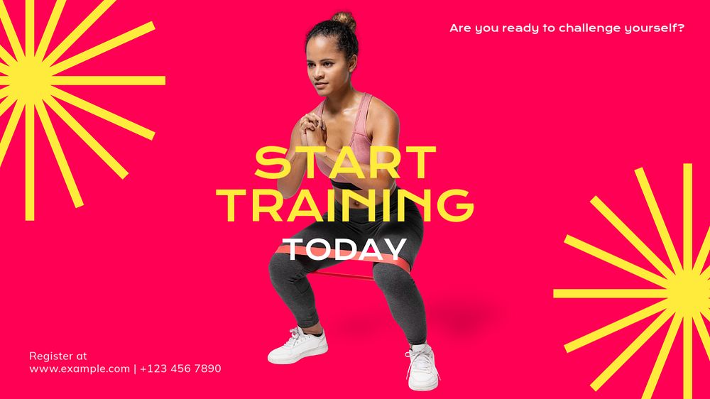 Training & fitness blog banner template, editable text