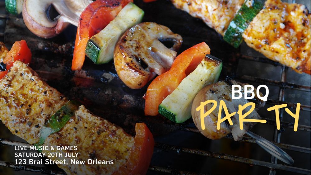 BBQ party blog banner template, editable text