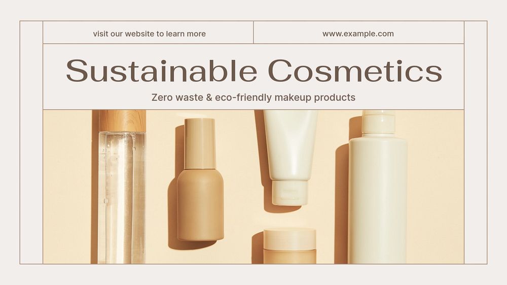 Sustainable cosmetics  blog banner template, editable text