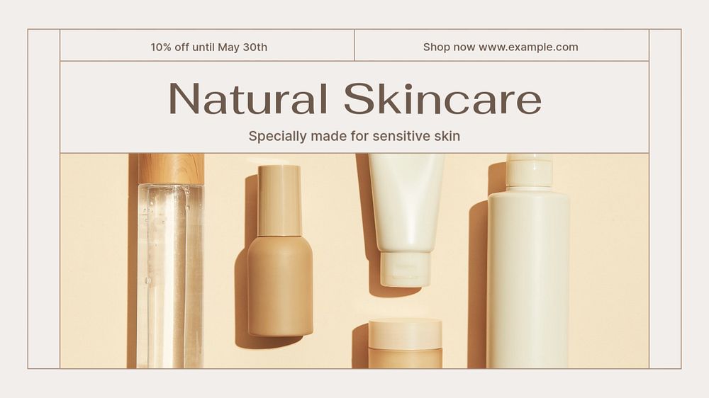 Natural skincare  blog banner template, editable text