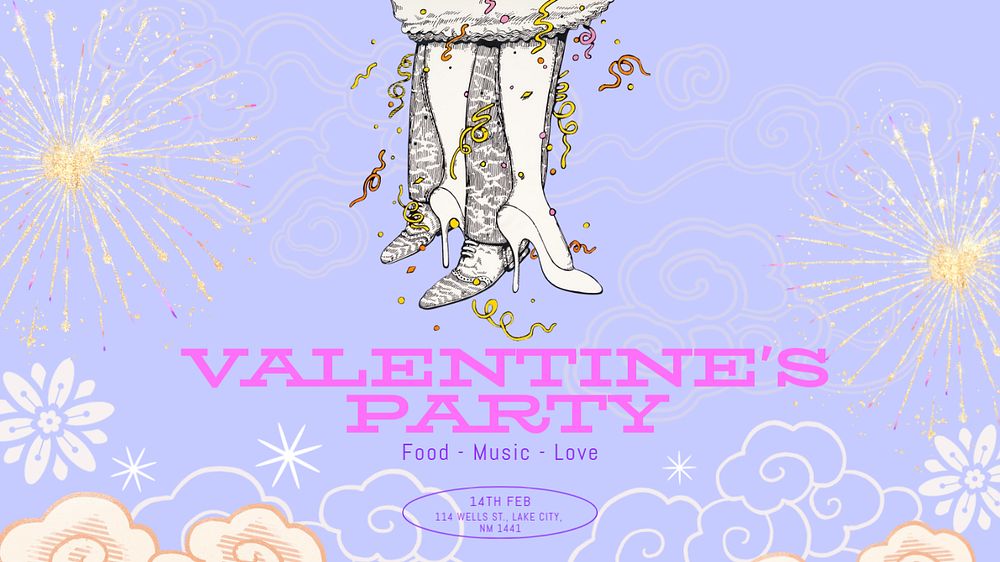 Valentine's party  blog banner template, editable text