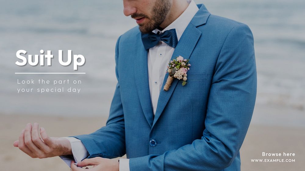 Suit up blog banner template, editable text