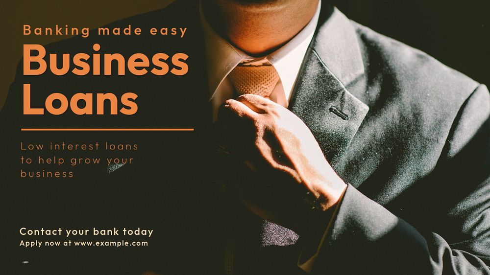 Business loans blog banner template, editable text