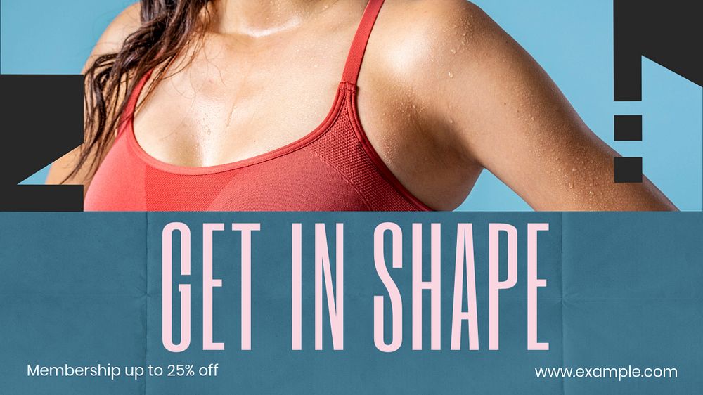 Get in shape  blog banner template, editable text