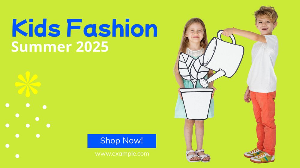 Kids fashion  blog banner template, editable text