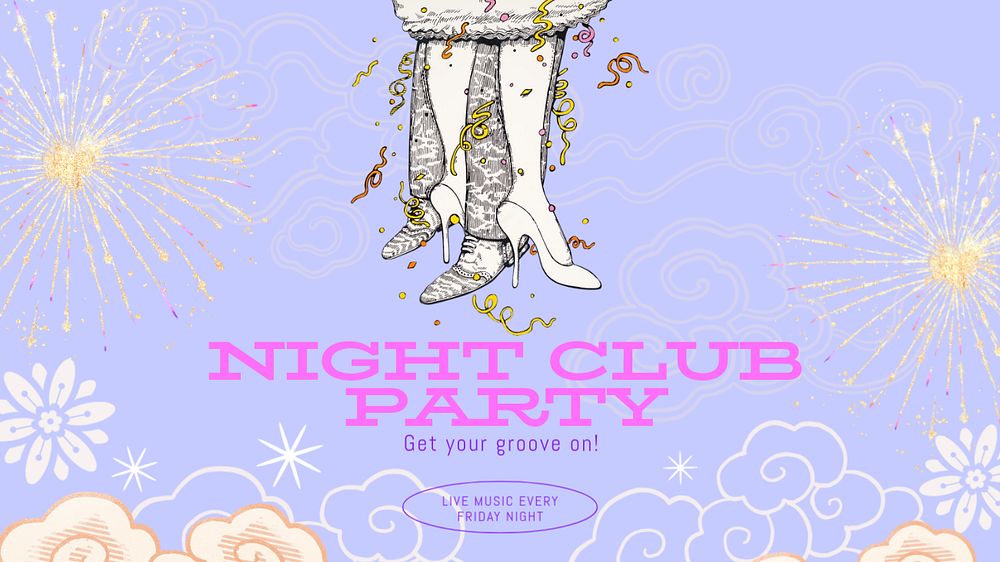 Night club party  blog banner template, editable text