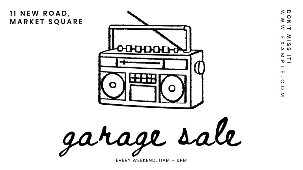 Garage sale  blog banner template, editable text