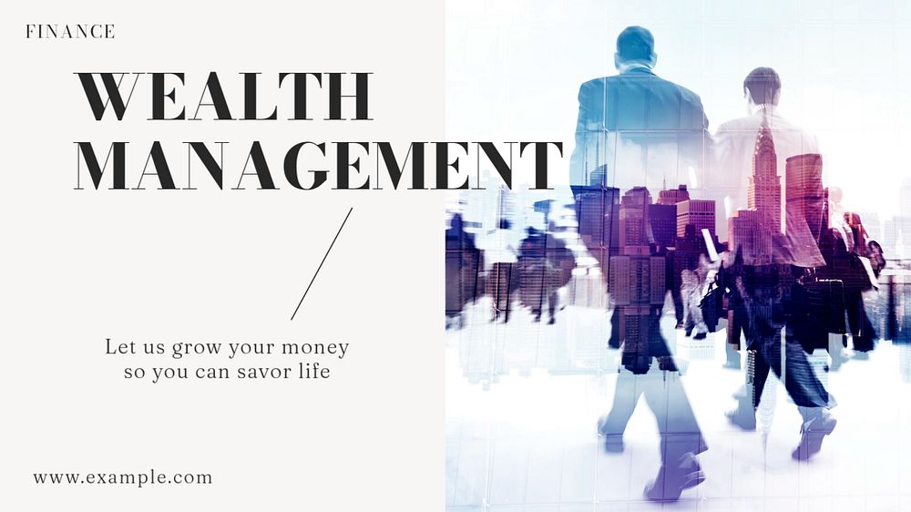 Wealth management blog banner template, editable text