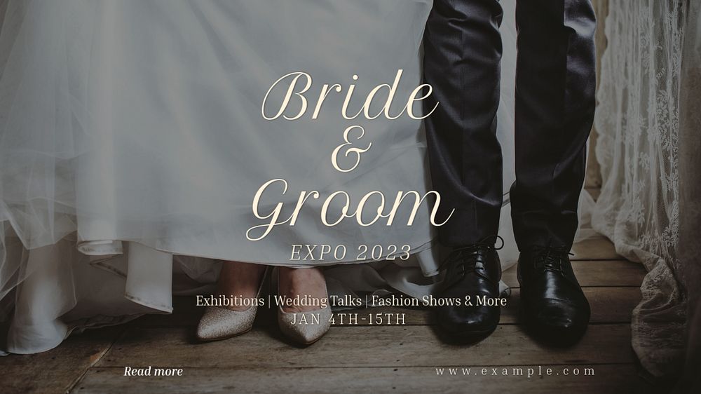 Bride & groom expo blog banner template, editable text