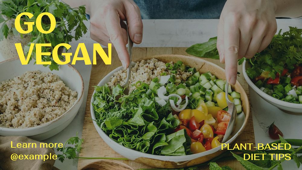 Plant-based vegan diet blog banner template, editable text