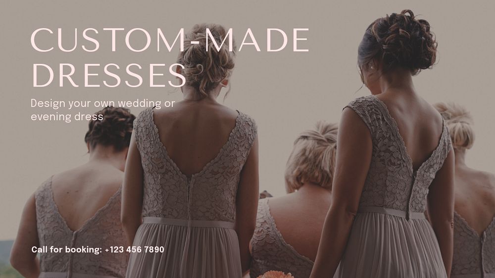 Custom-made dresses blog banner template, editable text