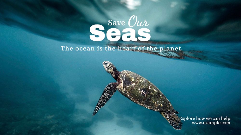 save our seas blog banner template, editable text