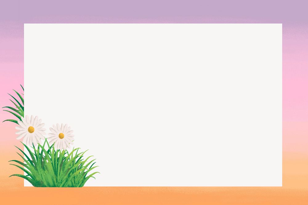 Editable daisy  gradient frame, painting illustration background