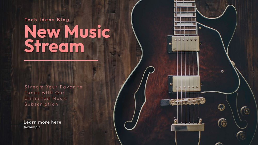 Music stream blog banner template, editable text