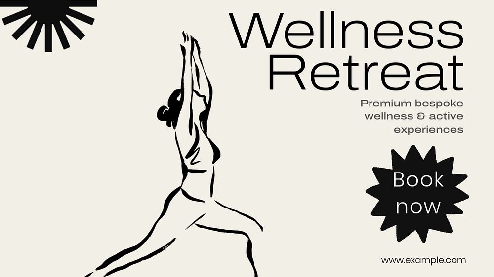 Wellness retreat  blog banner template, editable text