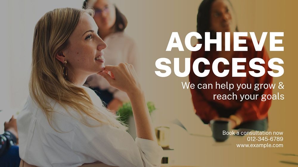 Achieve success blog banner template, editable text