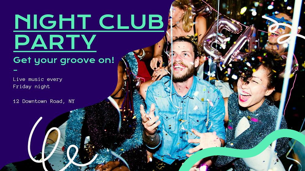 Night club party  blog banner template, editable text