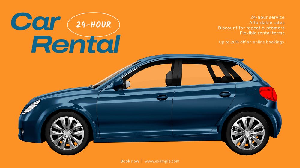 Car rental blog banner template, editable text