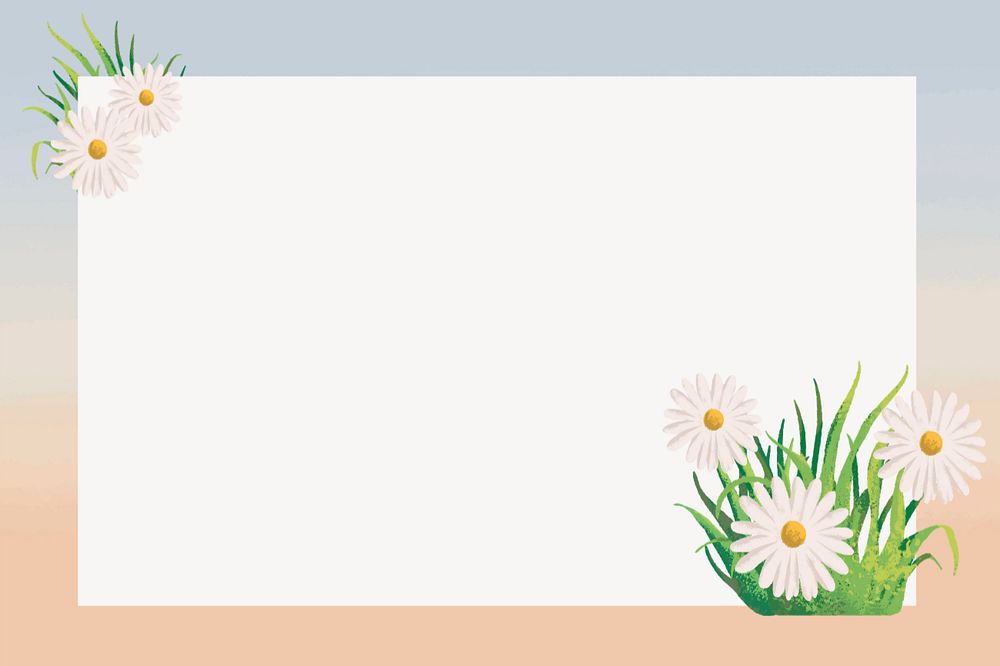 Editable daisy gradient frame, painting illustration background