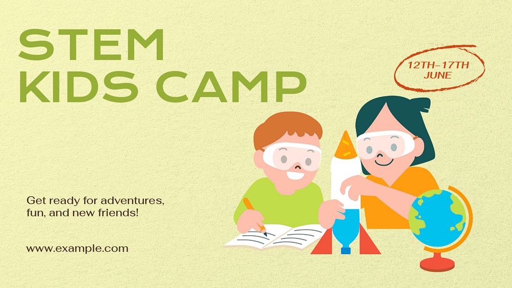 STEM kids camp  blog banner template, editable text