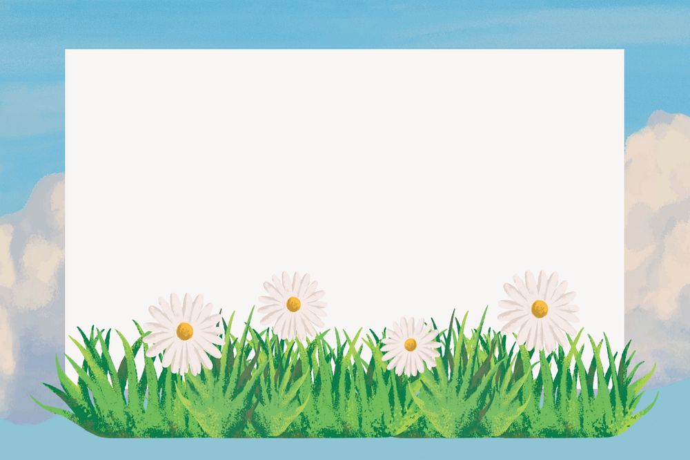 Editable daisy  gradient frame, painting illustration background