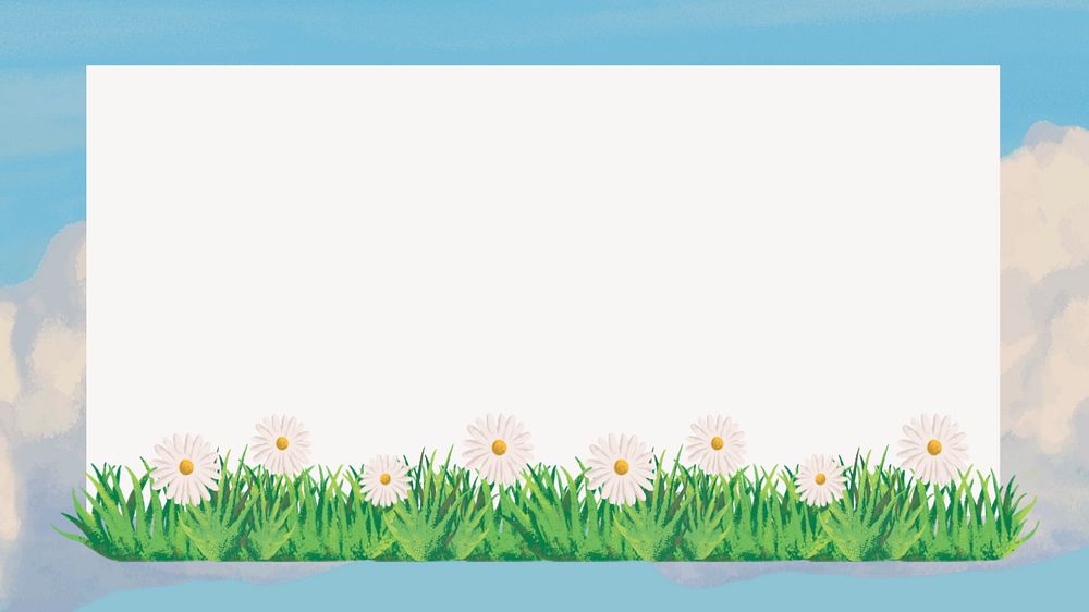 Editable daisy  gradient frame desktop wallpaper